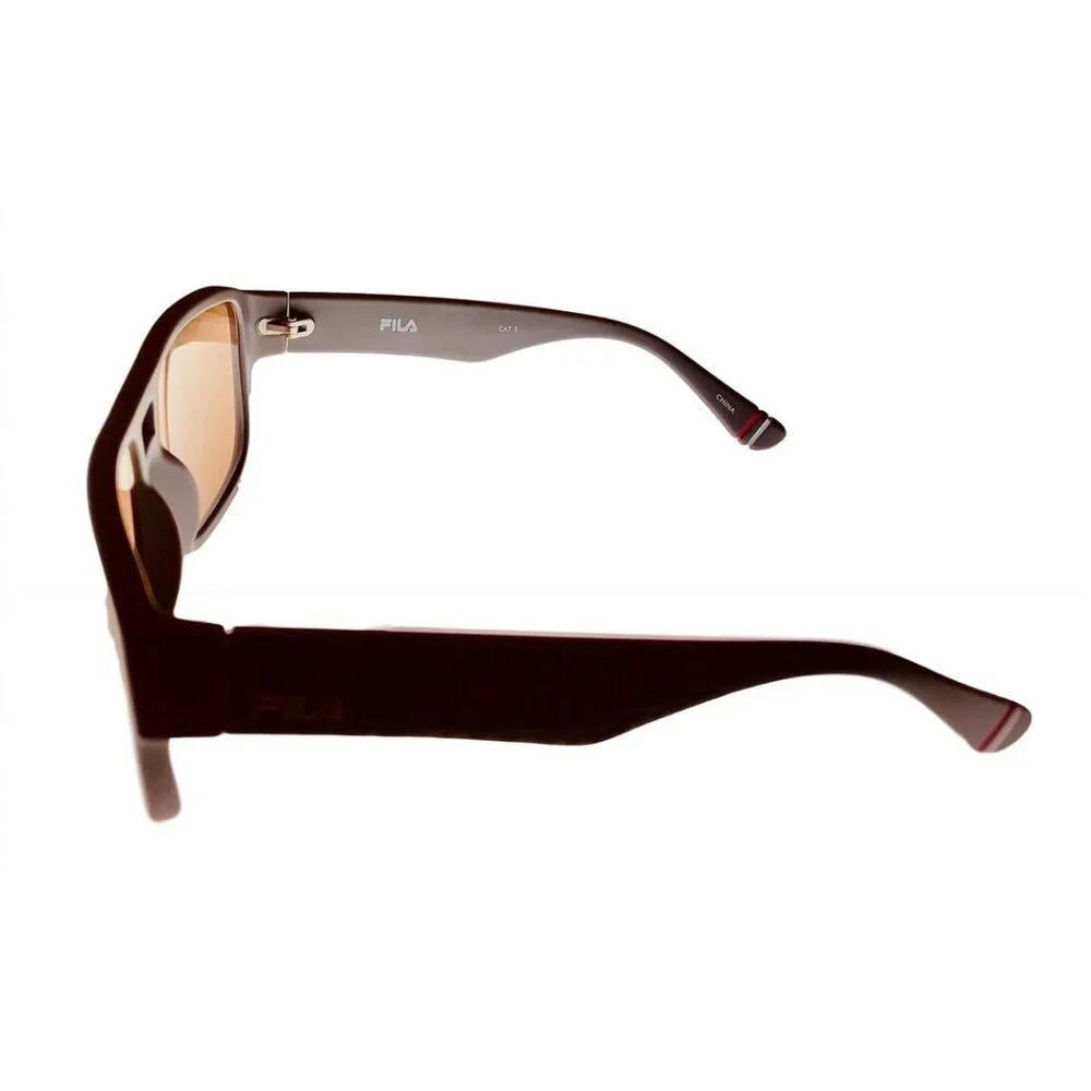 Fila Mens Matte Brown Gradient Rectangle Plastic Wrap Sunglass Flash Lens SF9344